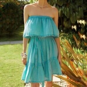 Anthropologie Daily Practice Malibu Mini Dress Turquoise Women's Size Small